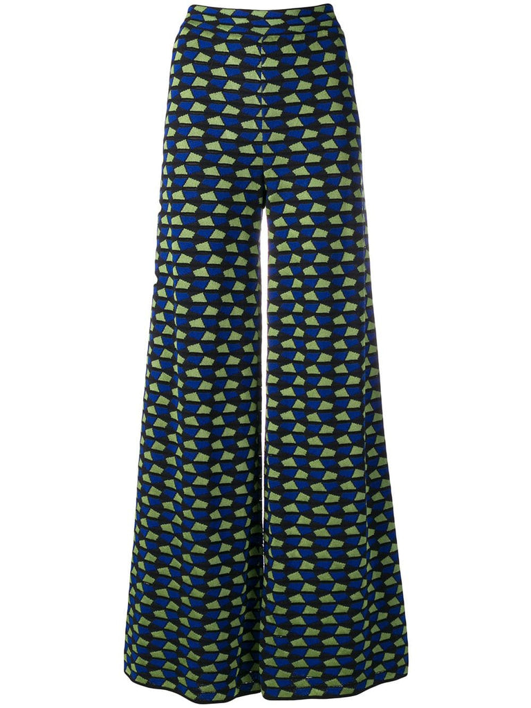 geometric flared trousers