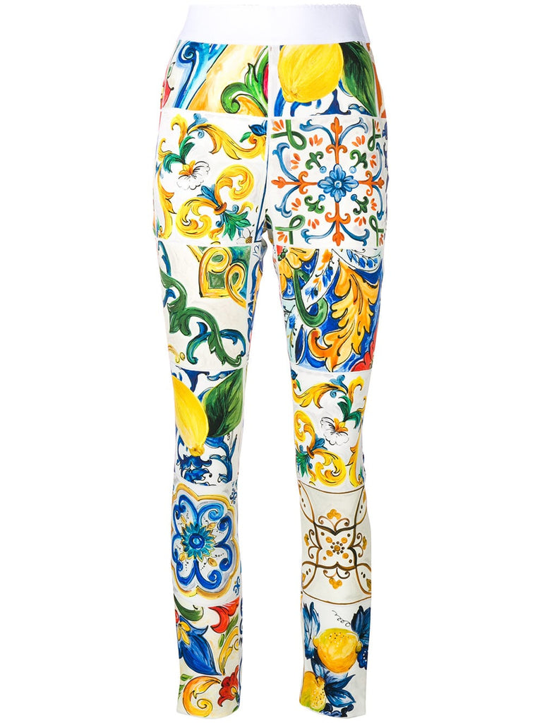 Majolica print trousers