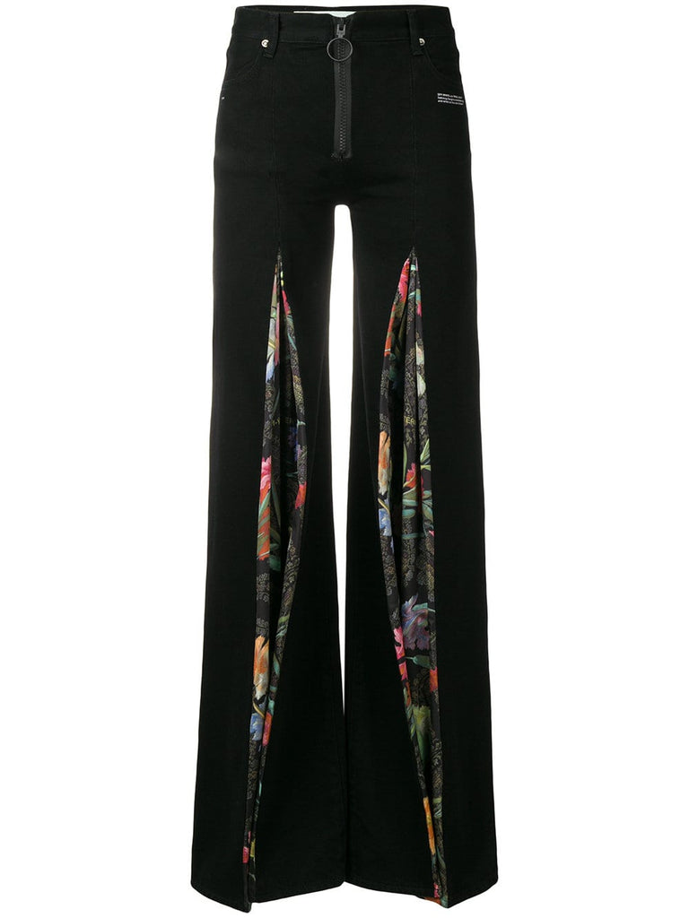 contrast flared trousers