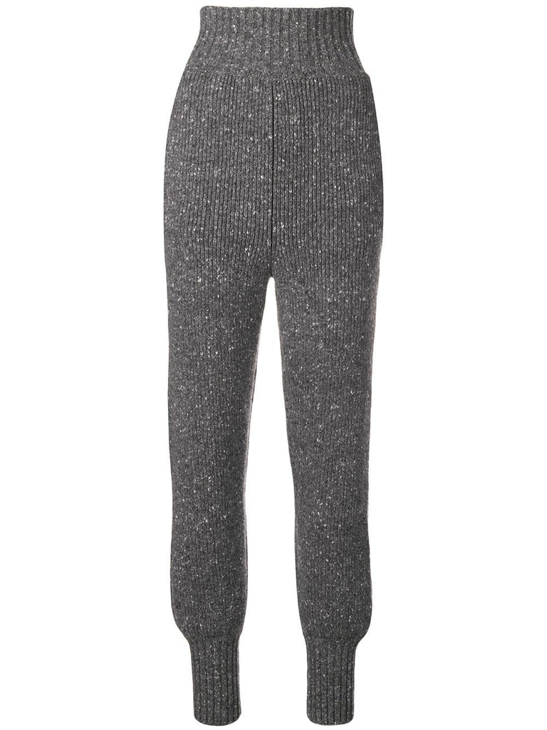 high-waisted knit trousers