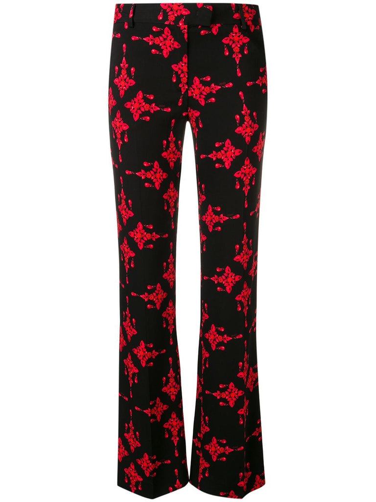 jewel print straight trousers