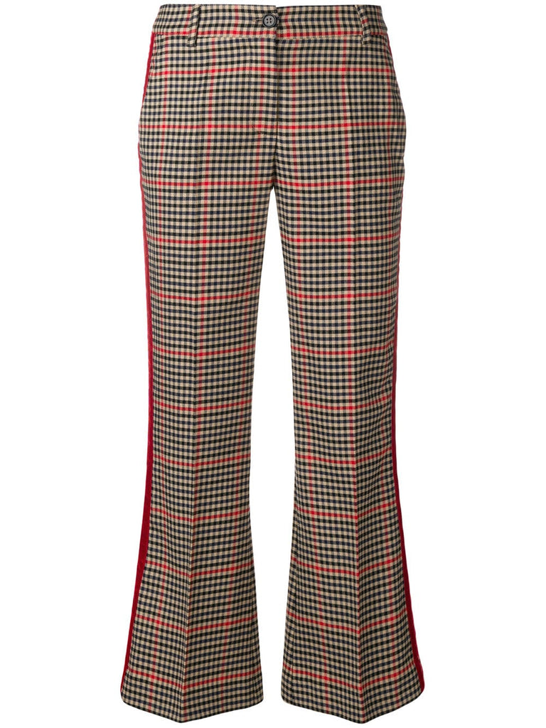 checked kickflare trousers