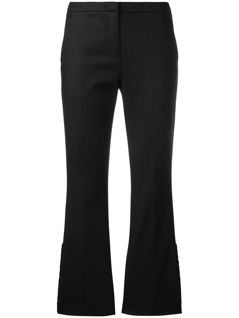 ruffle-trim cropped flared trousers