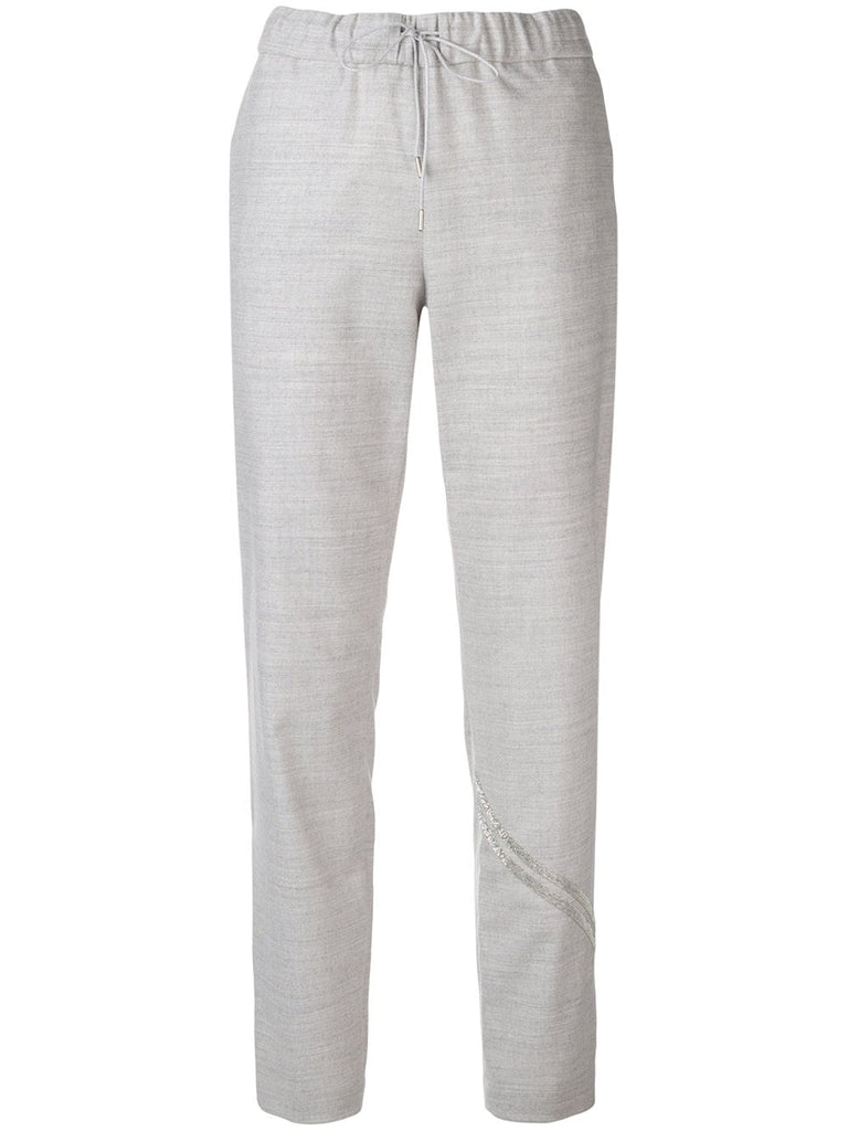 bead embellished tapered trousers