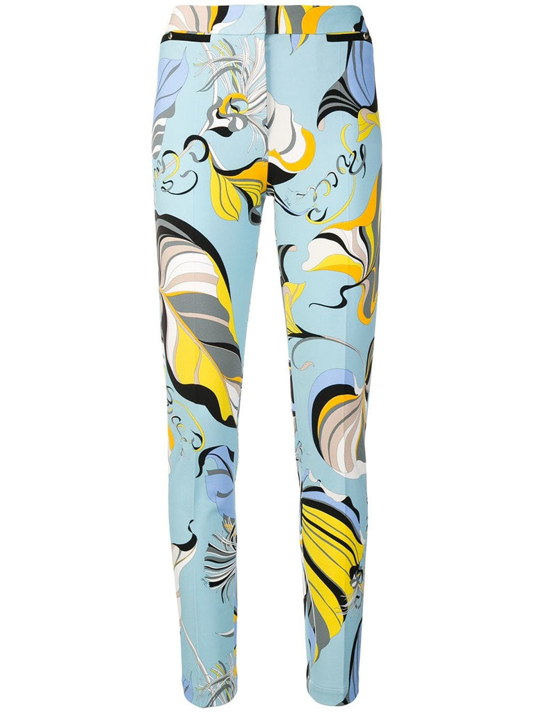 printed slim-fit trousers