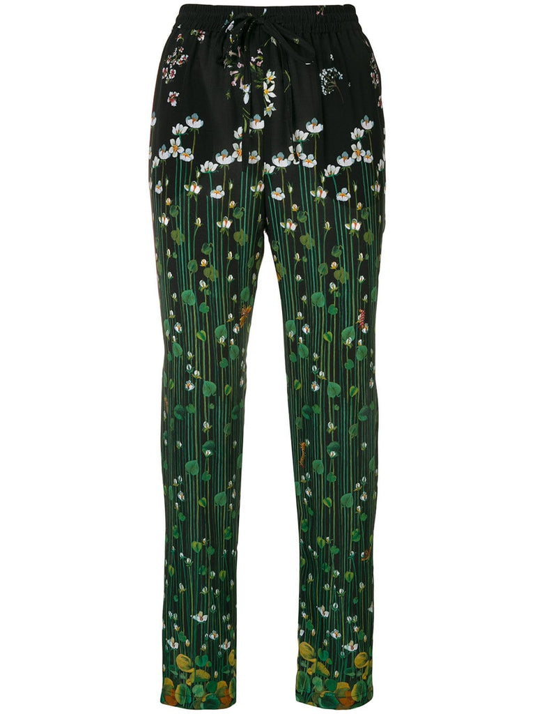 floral embroidered fitted trousers