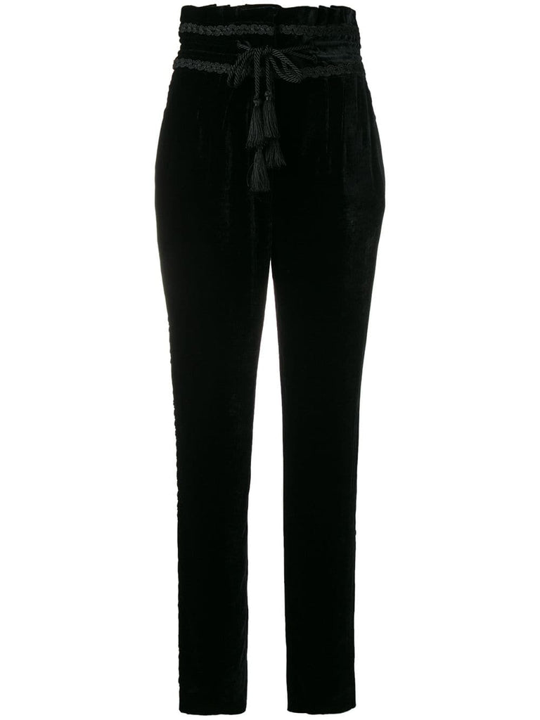 high rise velvet trousers