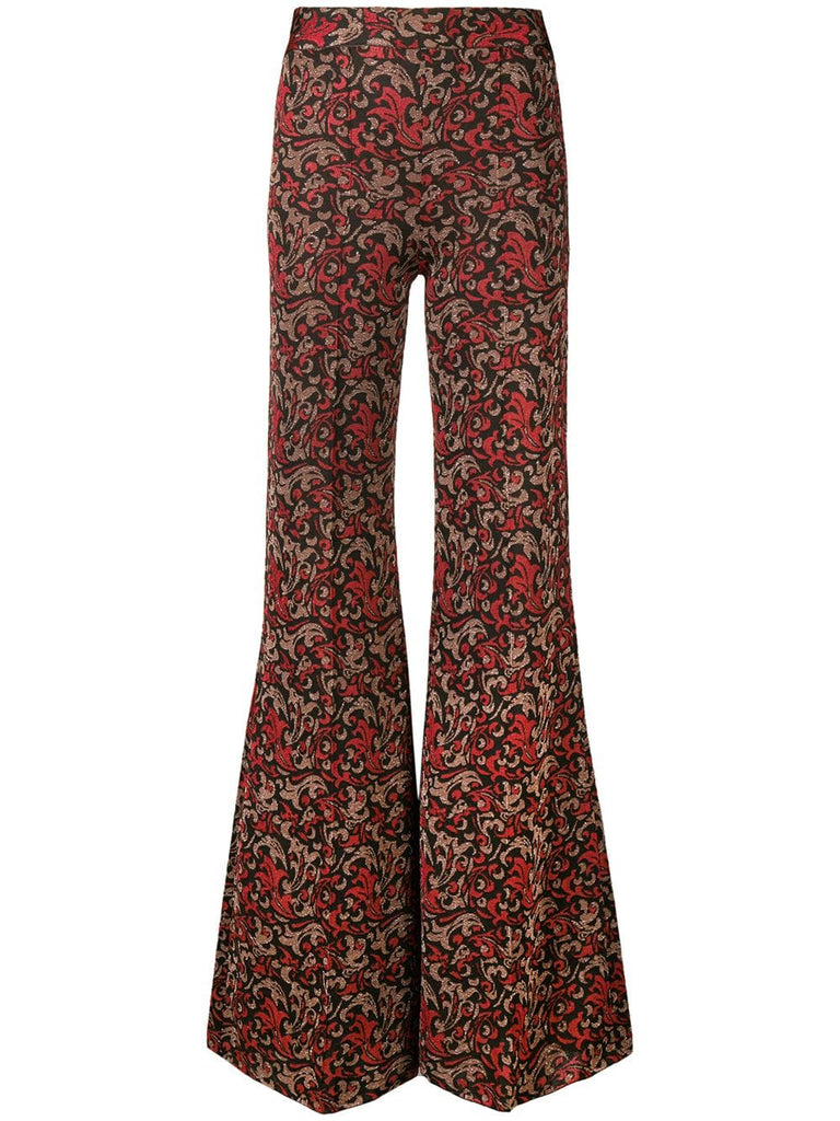 swirl print kick flare trousers