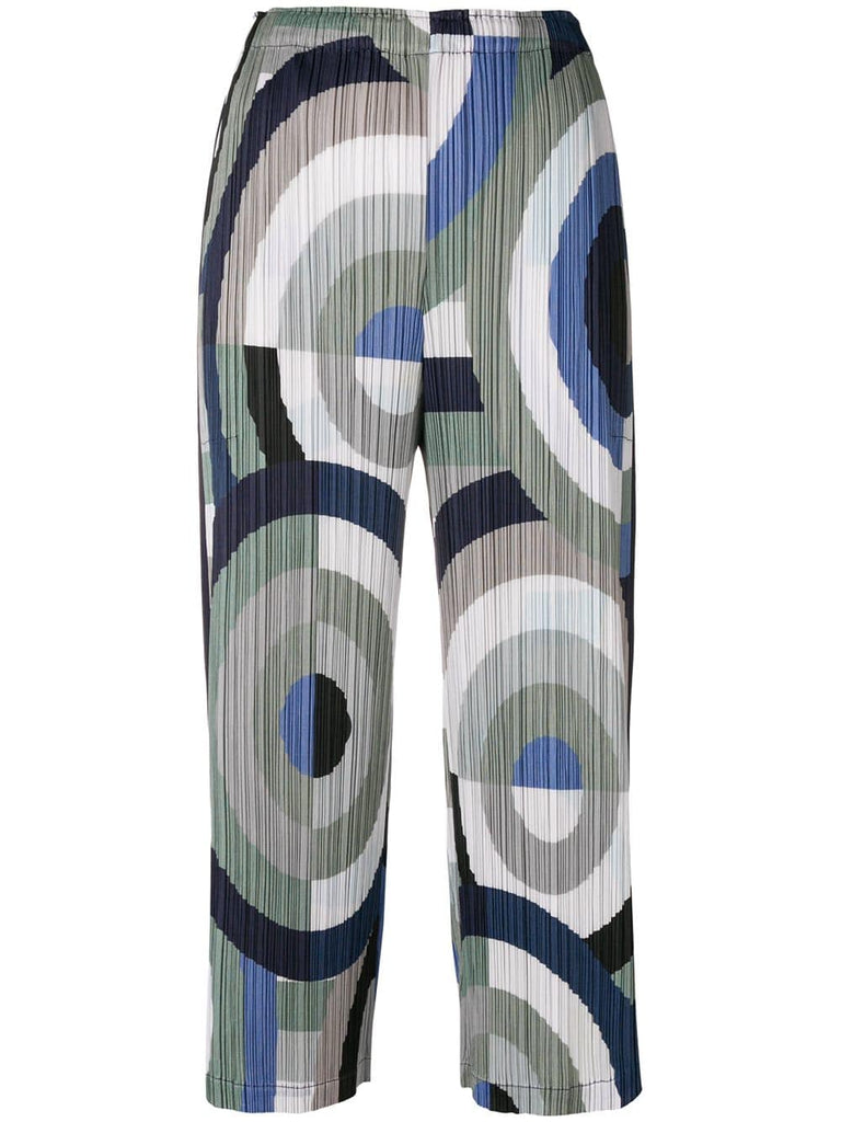 geometric print pleated trousers