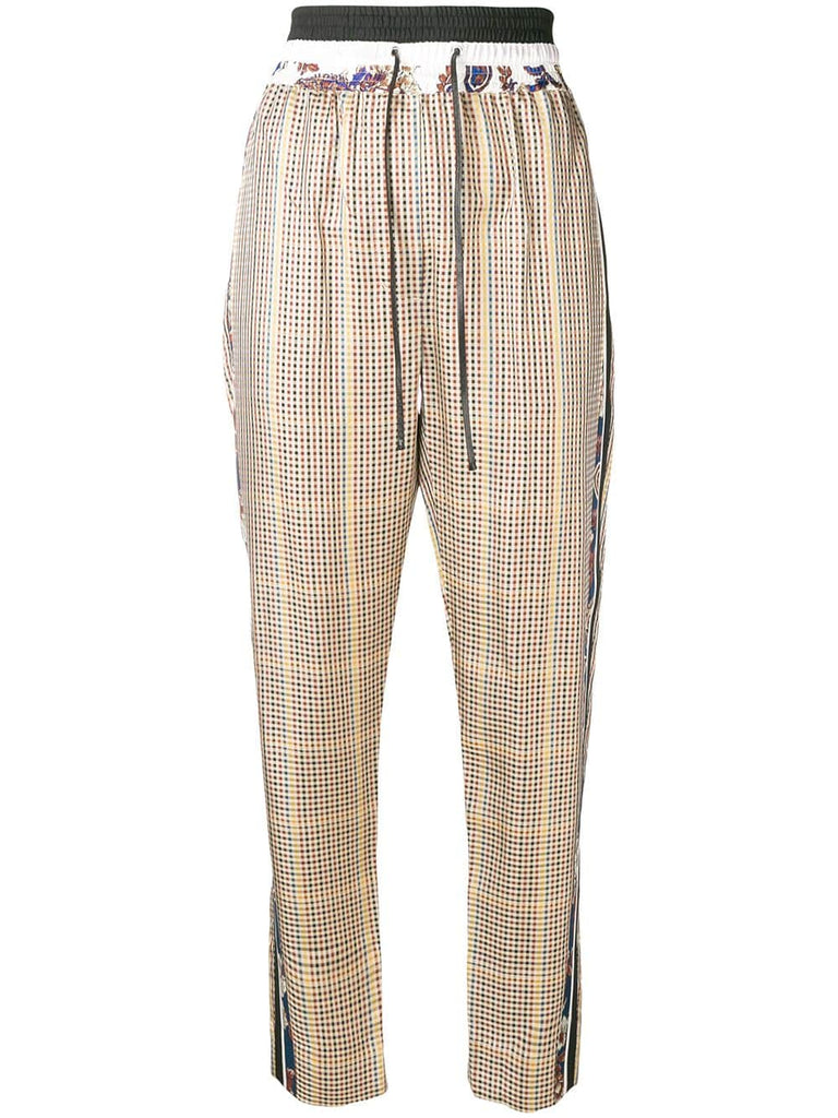 side stripe check trousers