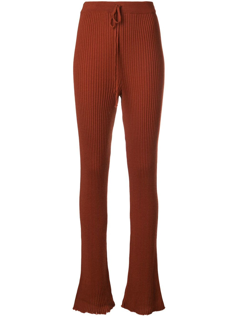 high waist rib knit trousers