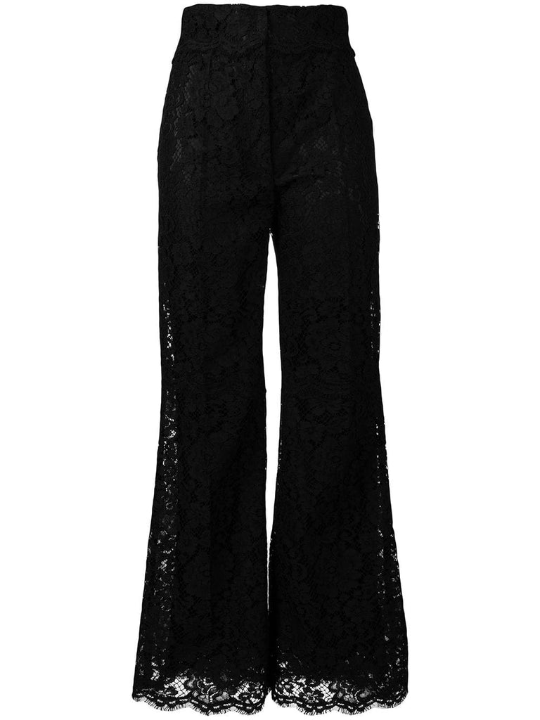 floral lace flared trousers