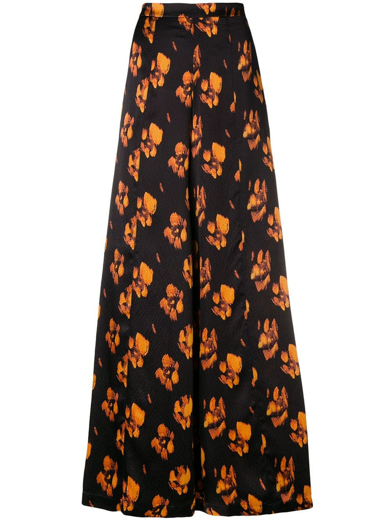 floral wide leg trousers