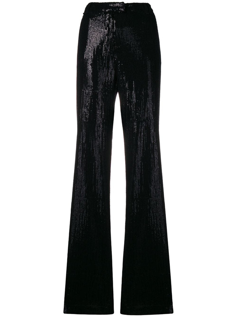 sequin flared trousers