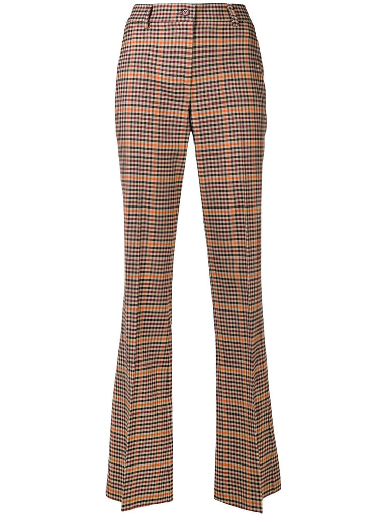 checkered high-waisted trousers