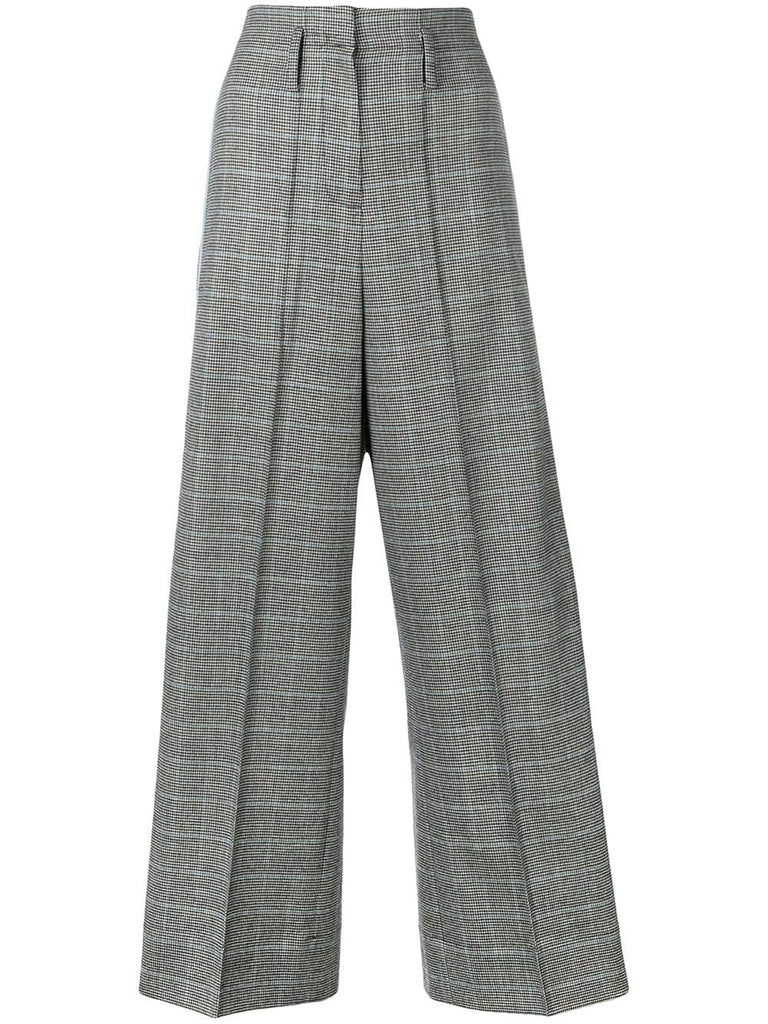 checked wide-leg trousers