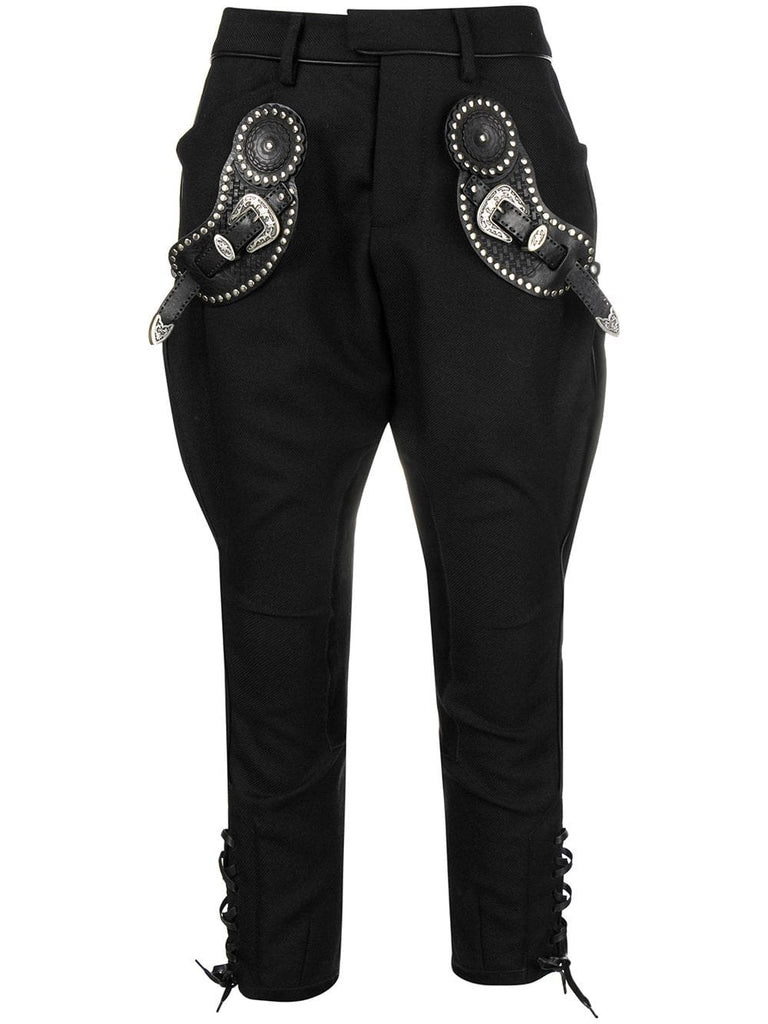 buckle embellished trousers