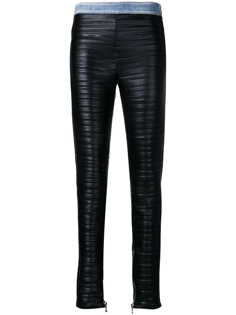 pleated faux leather trousers