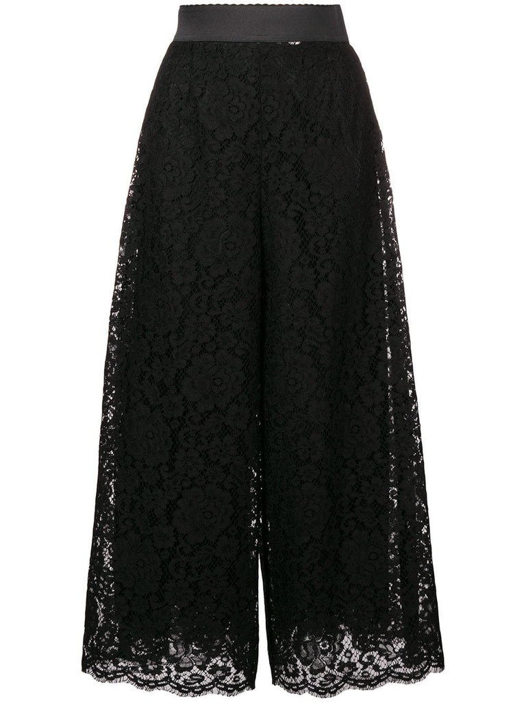 cropped floral lace trousers