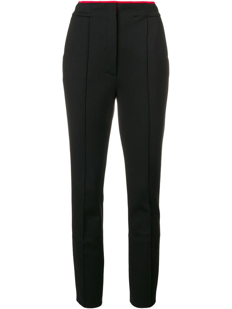 high-waisted slim trousers