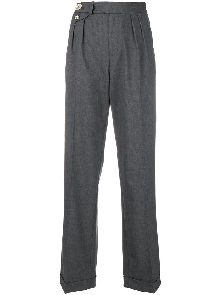 side button pleated trousers