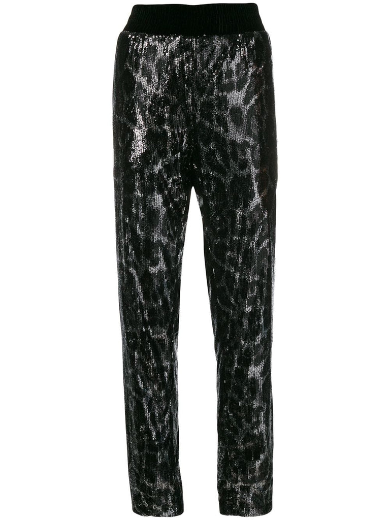 leopard track pants