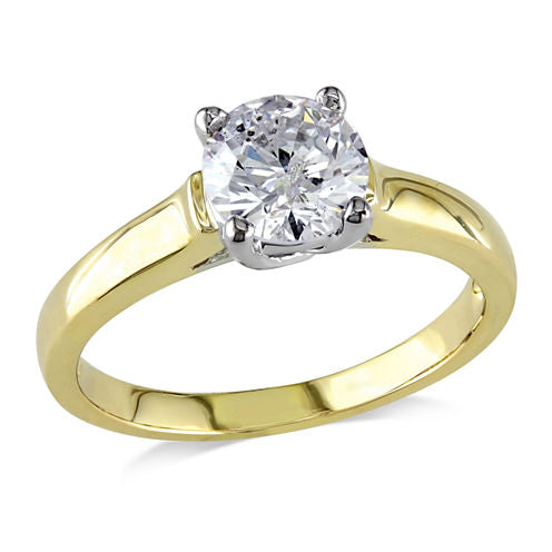 Womens 1 CT. T.W. Round White Diamond 14K Gold Solitaire Ring