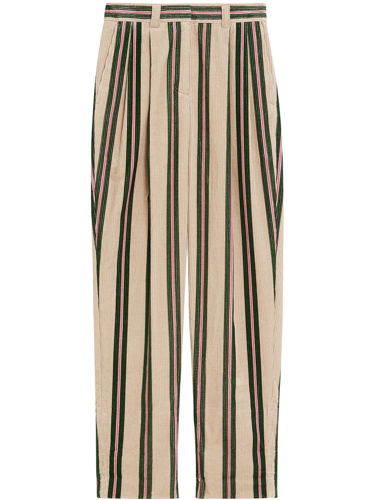 Roll-up Cuff Striped Corduroy Trousers