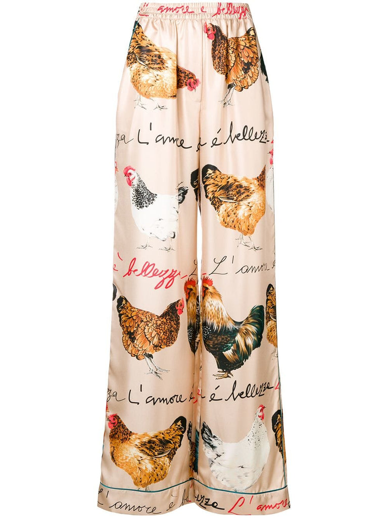 chicken print palazzo pants