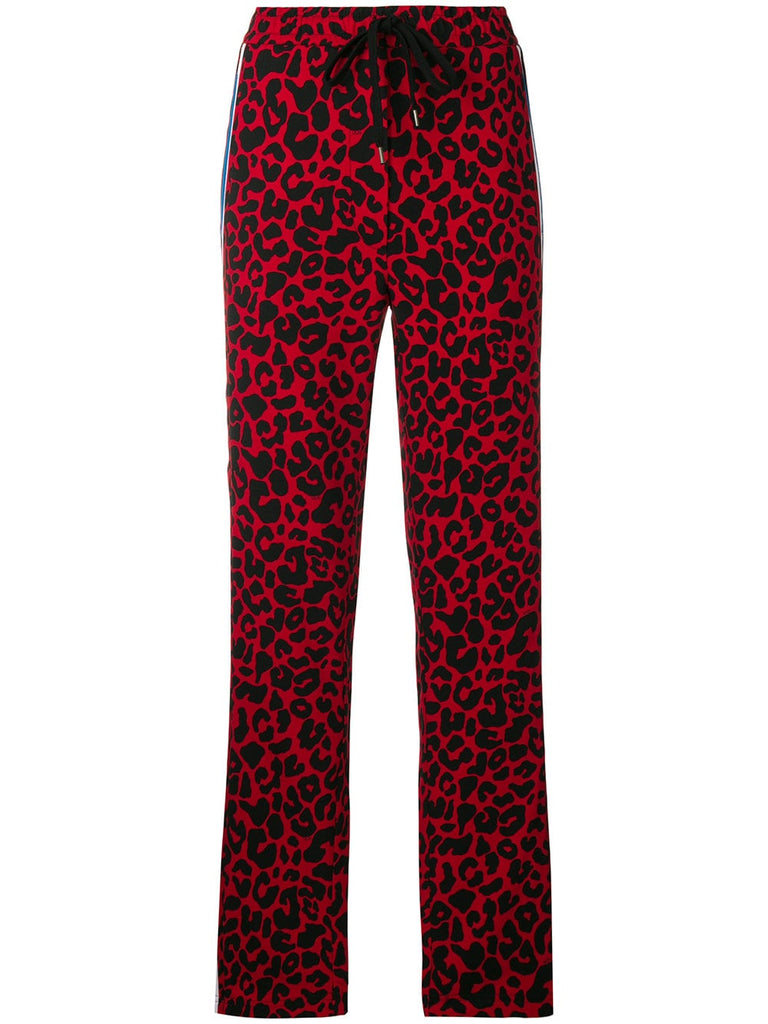 side-stripe leopard-print pants