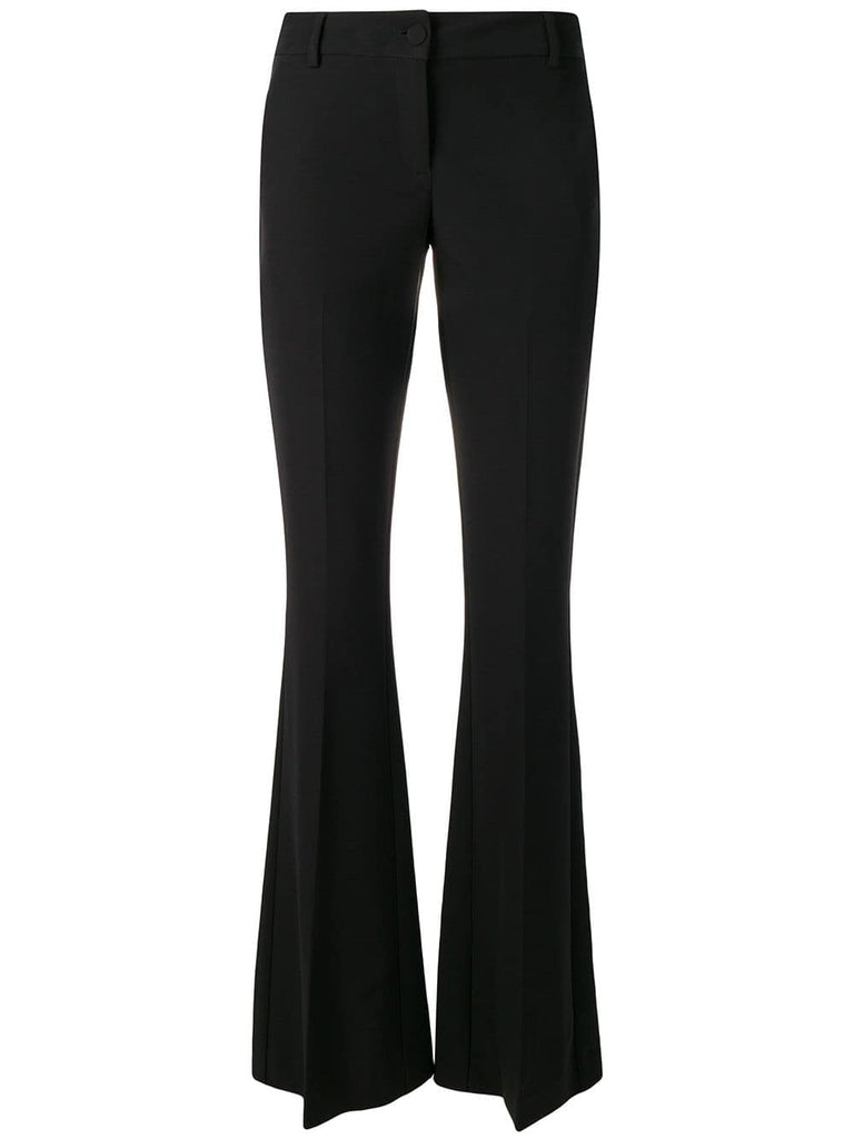 boot-cut slim-fit trousers