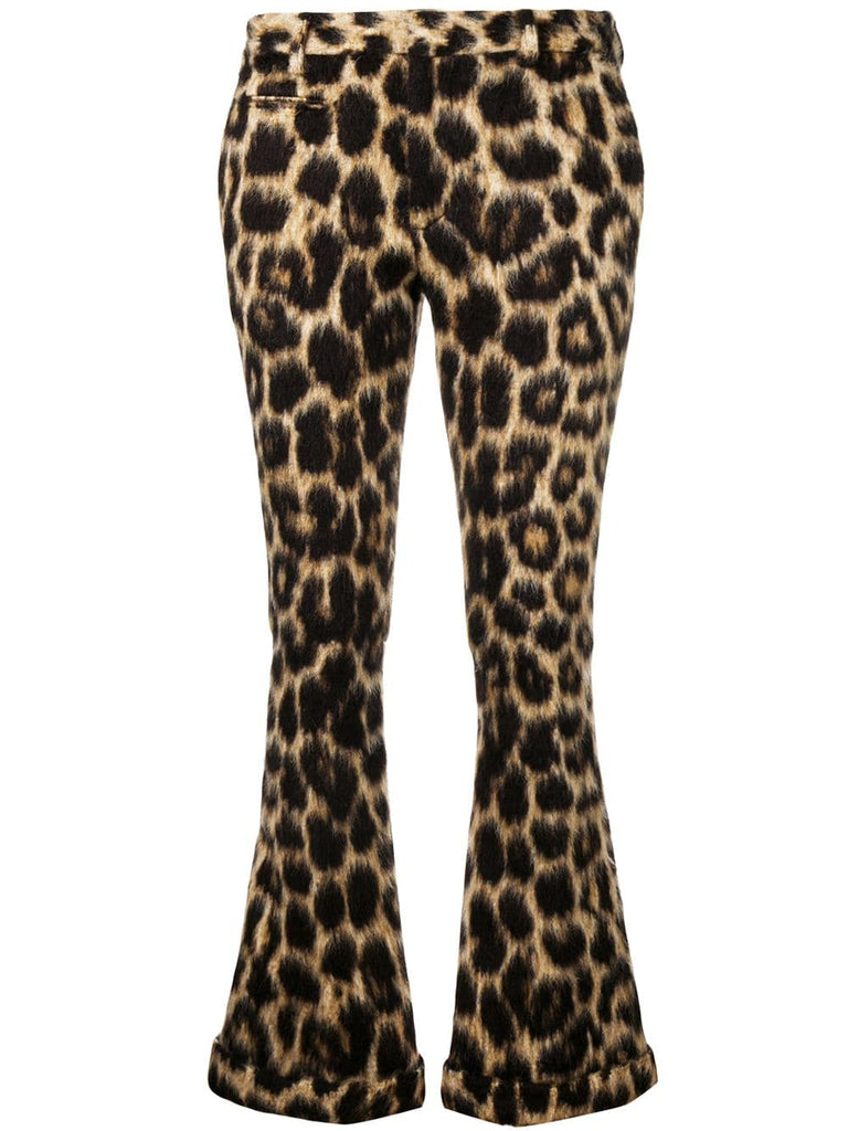 leopard print flared trousers