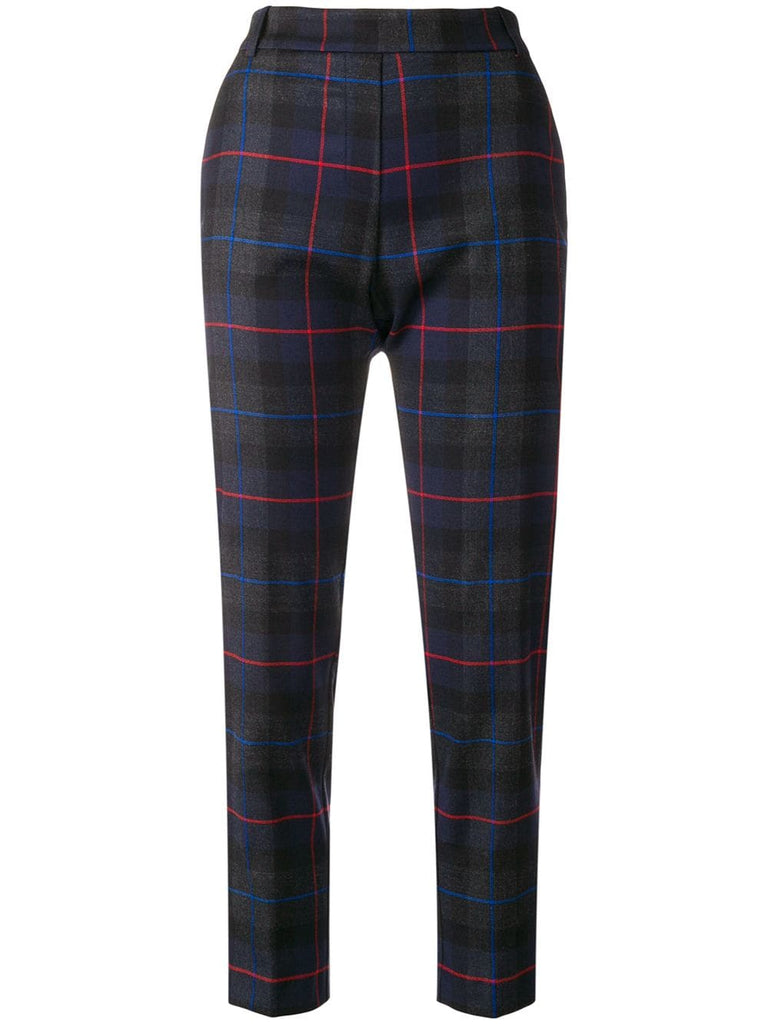 grid check slim trousers