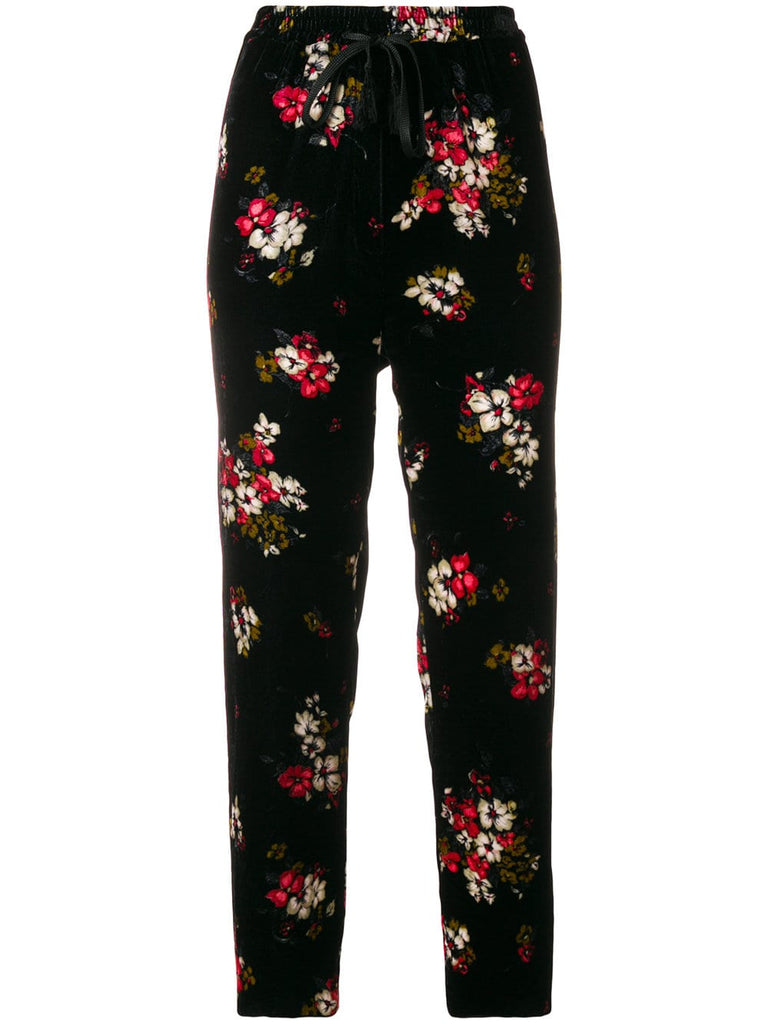 floral velvet cropped trousers