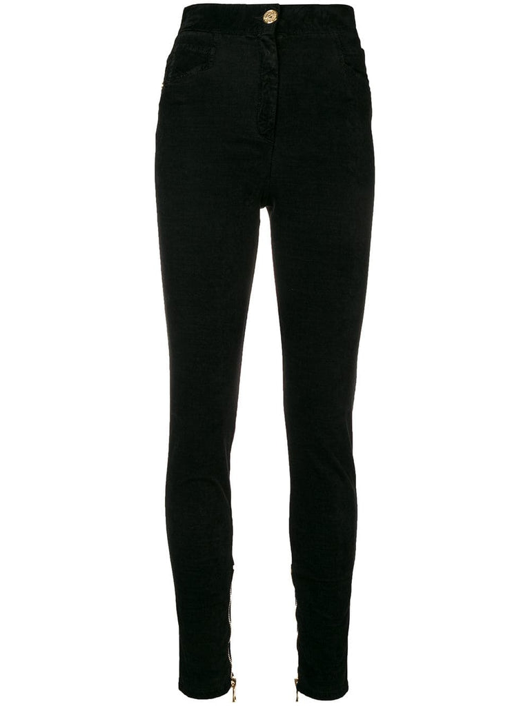 slim-fit velvet trousers