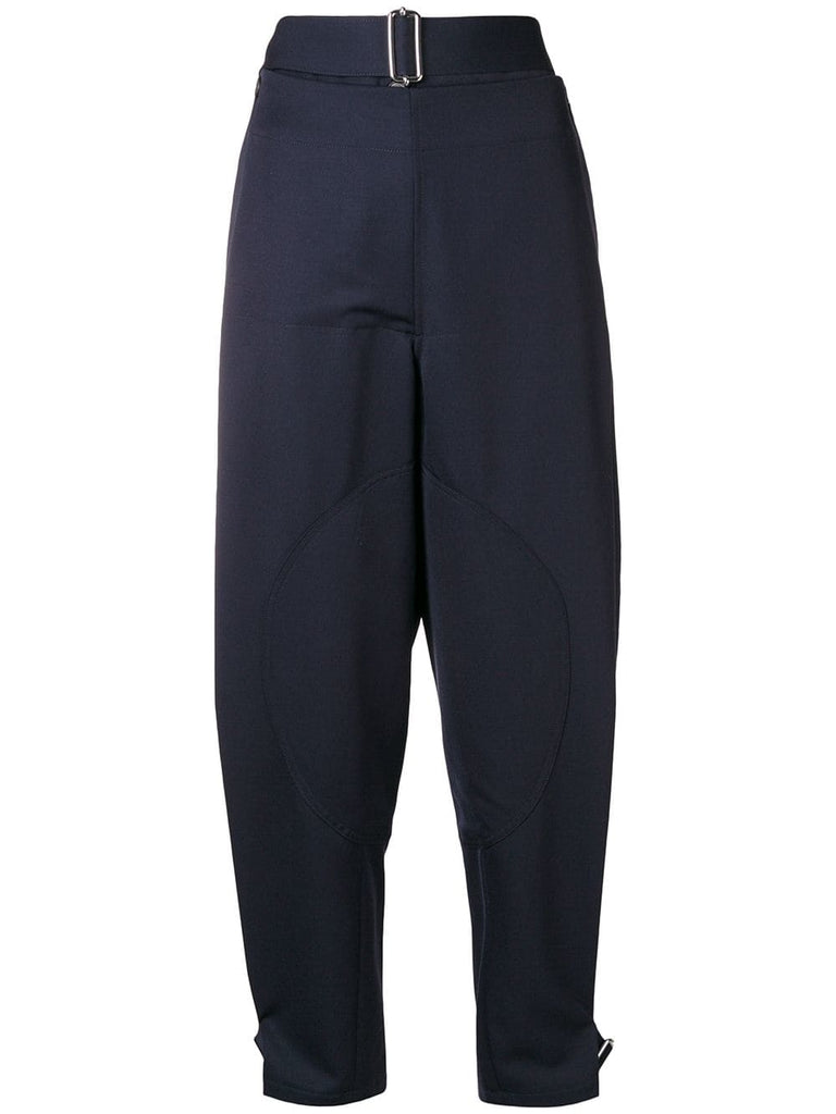 women's navy fold front utility trousers