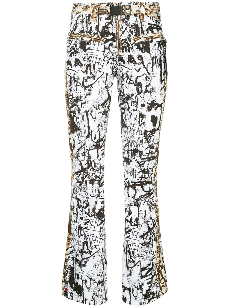 rainbow stretch graffiti print ski pants