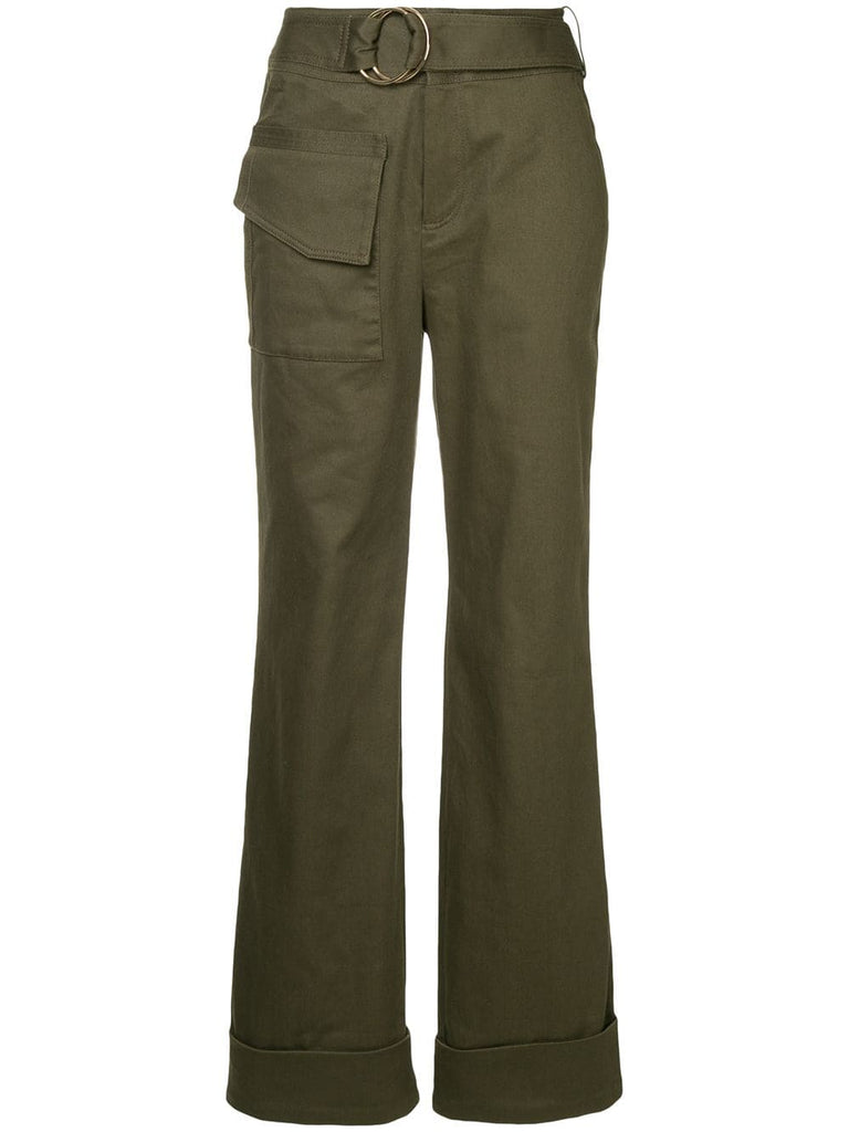 straight-fit belted trousers