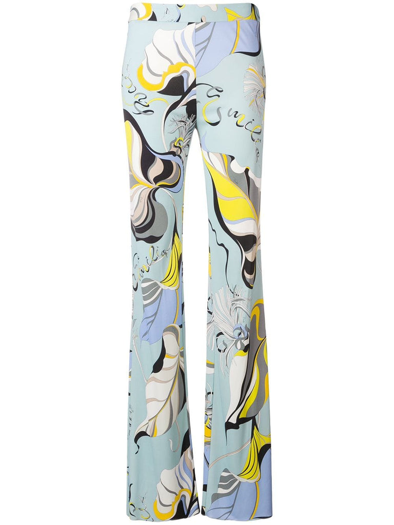 abstract print straight trousers