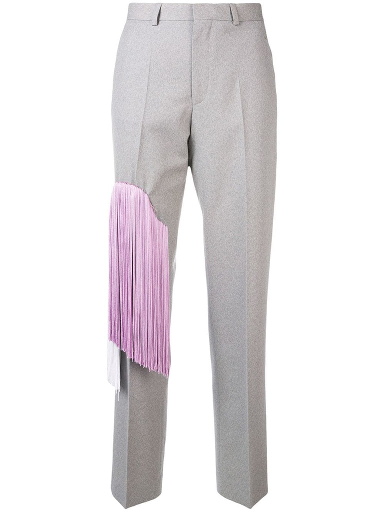 fringed colourblock trousers