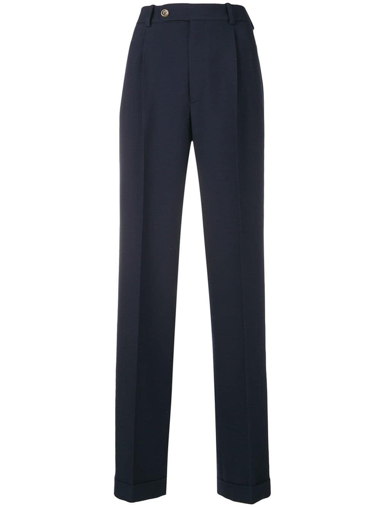 high-waist straight-leg trousers