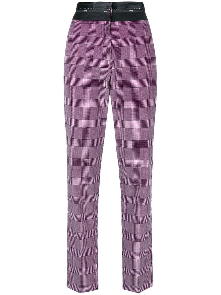 high-waist checked trousers