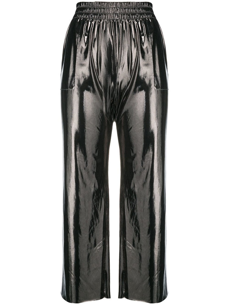 metallic cropped trousers