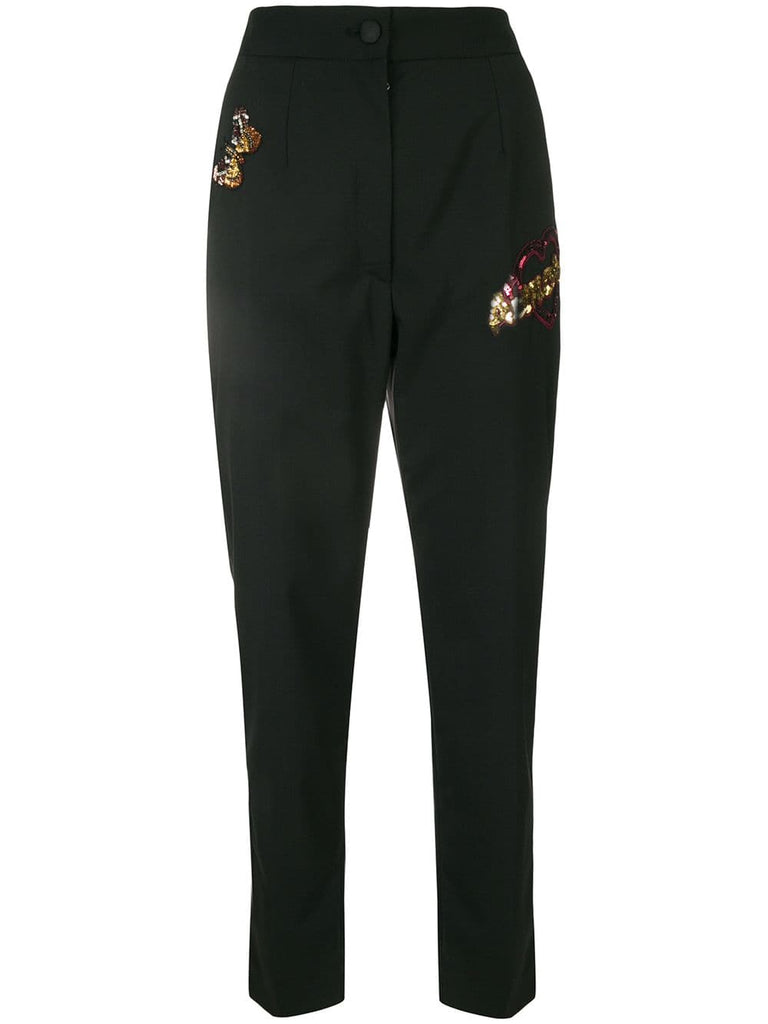 high-waist sequin embellished trousers