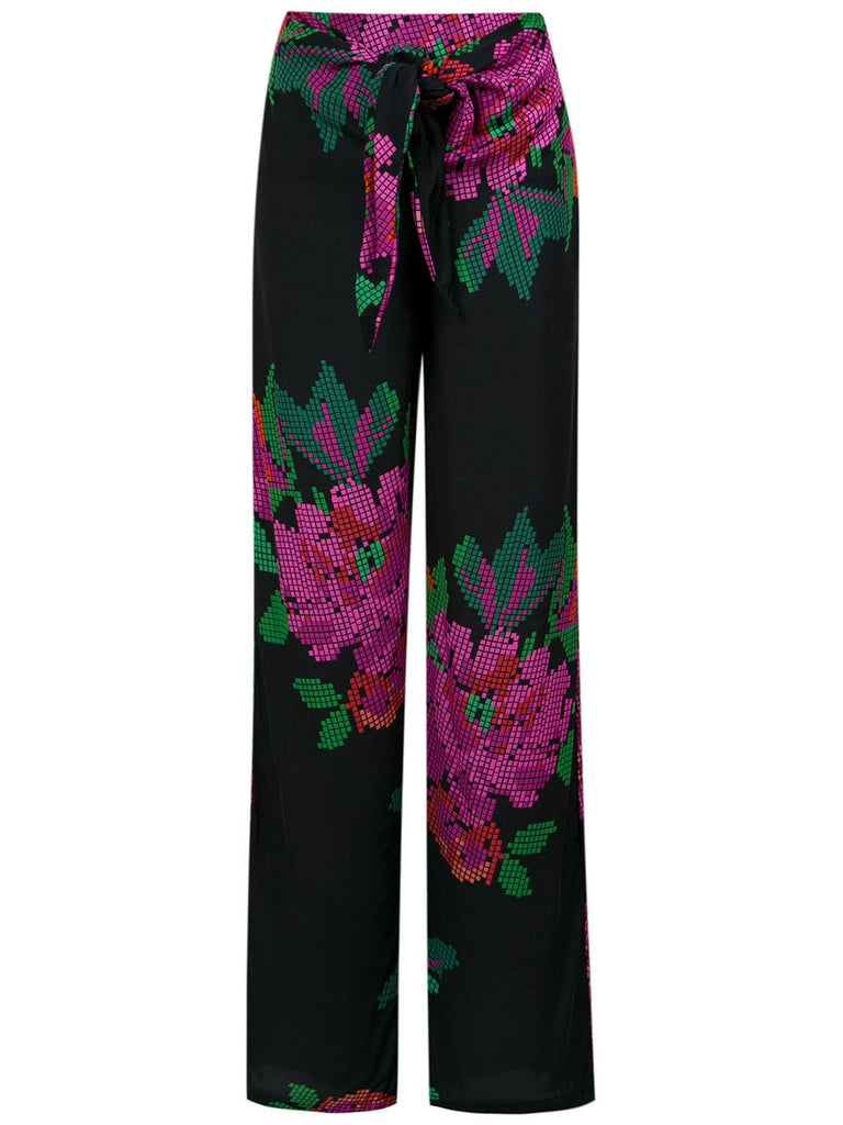 roses print wide leg trousers