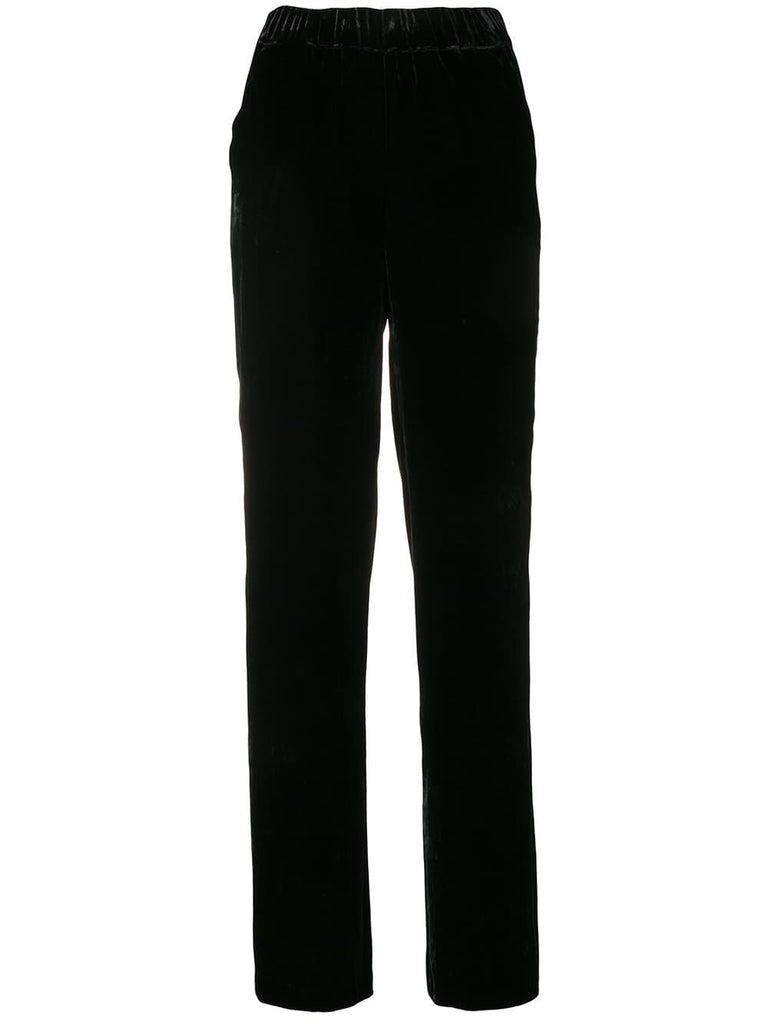 high waist velvet side stripe trousers