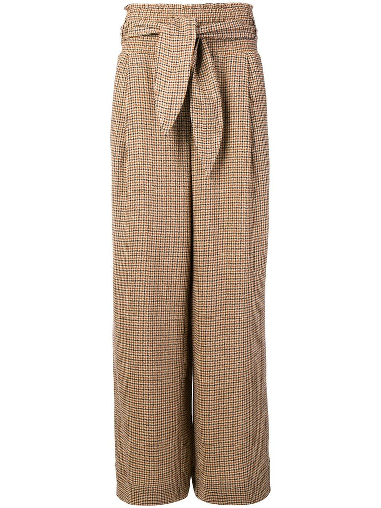 high-waisted checked trousers