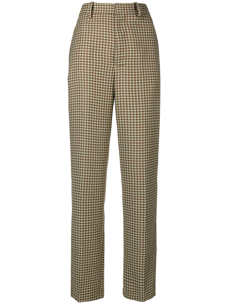 high waist houndstooth trousers