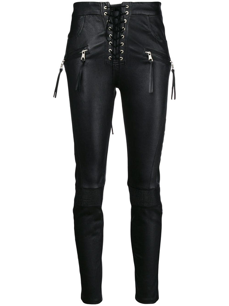 lace-up biker jeans