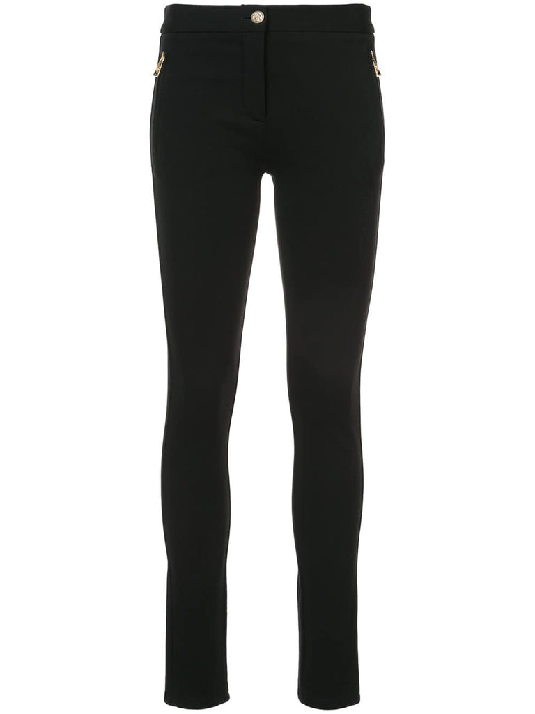 skinny side zip trousers